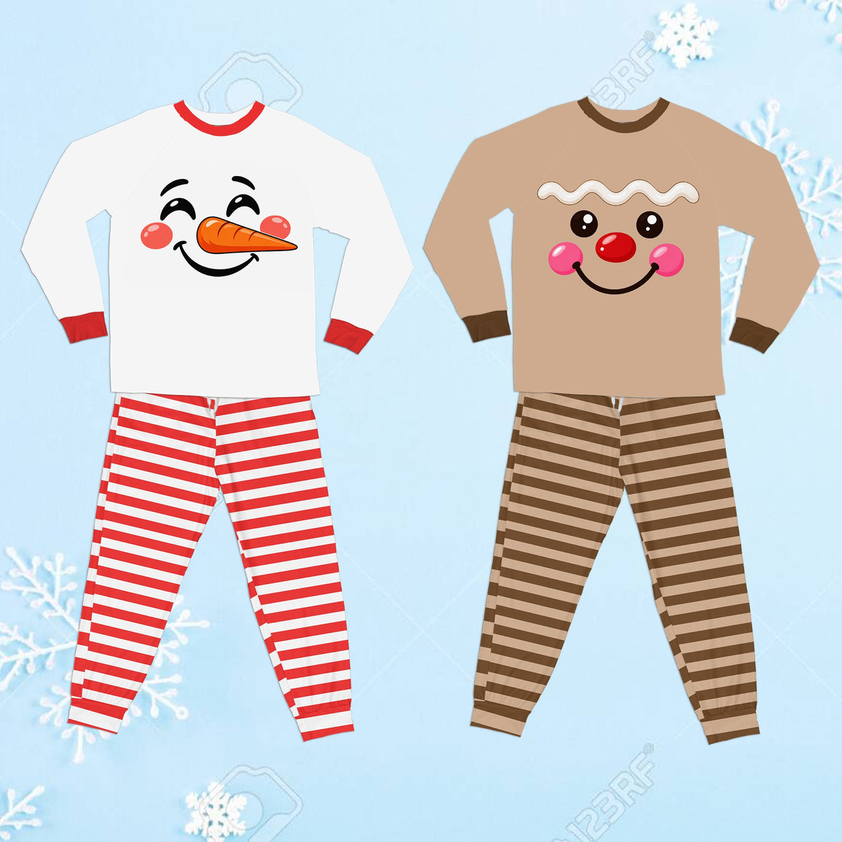 Close-up lifestyle view of family christmas matching pajamas