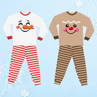 Close-up lifestyle view of family christmas matching pajamas