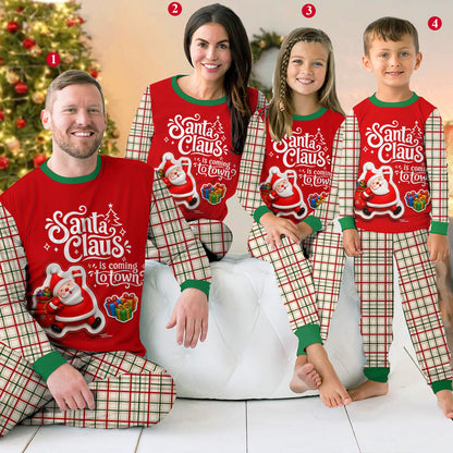 Lifestyle view of matching family christmas pajama set