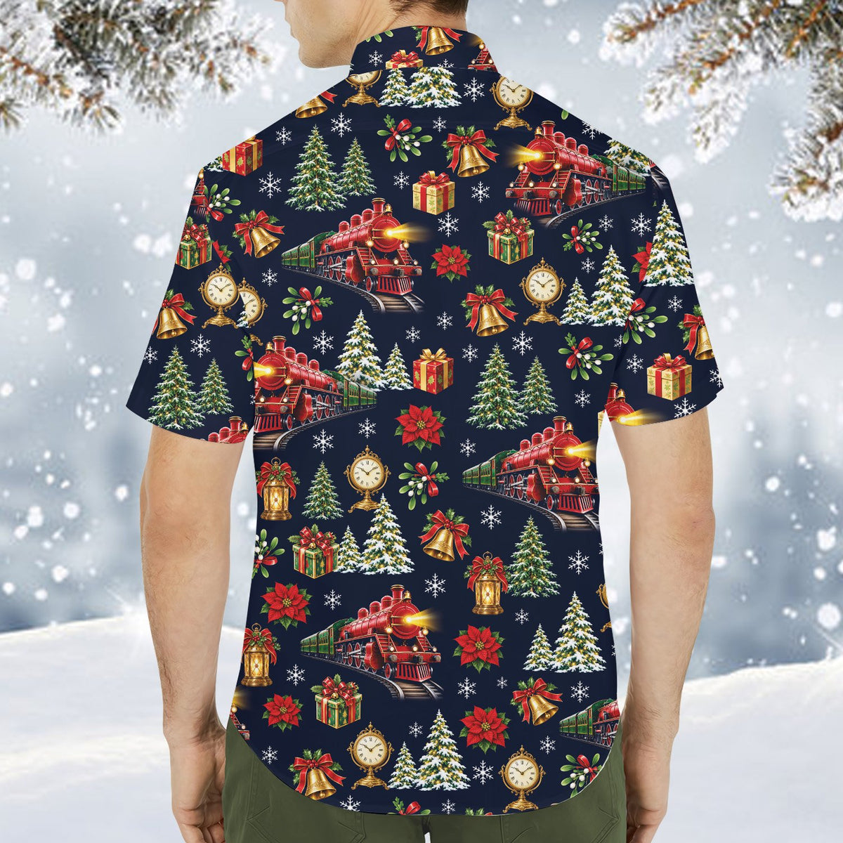 Back view of the matching family christmas pajama set