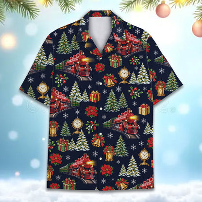 Detail front view of the festive navy pajama set