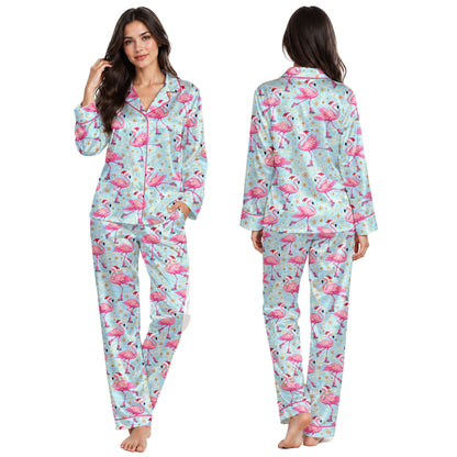 Front view detail showing a pink accent version of the pajama set
