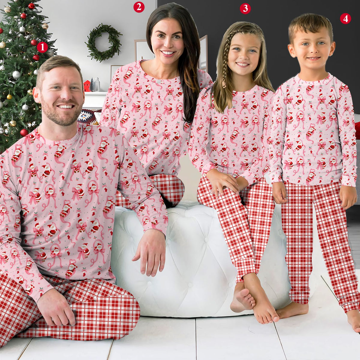 Second lifestyle view of the family matching pajamas xmas collection