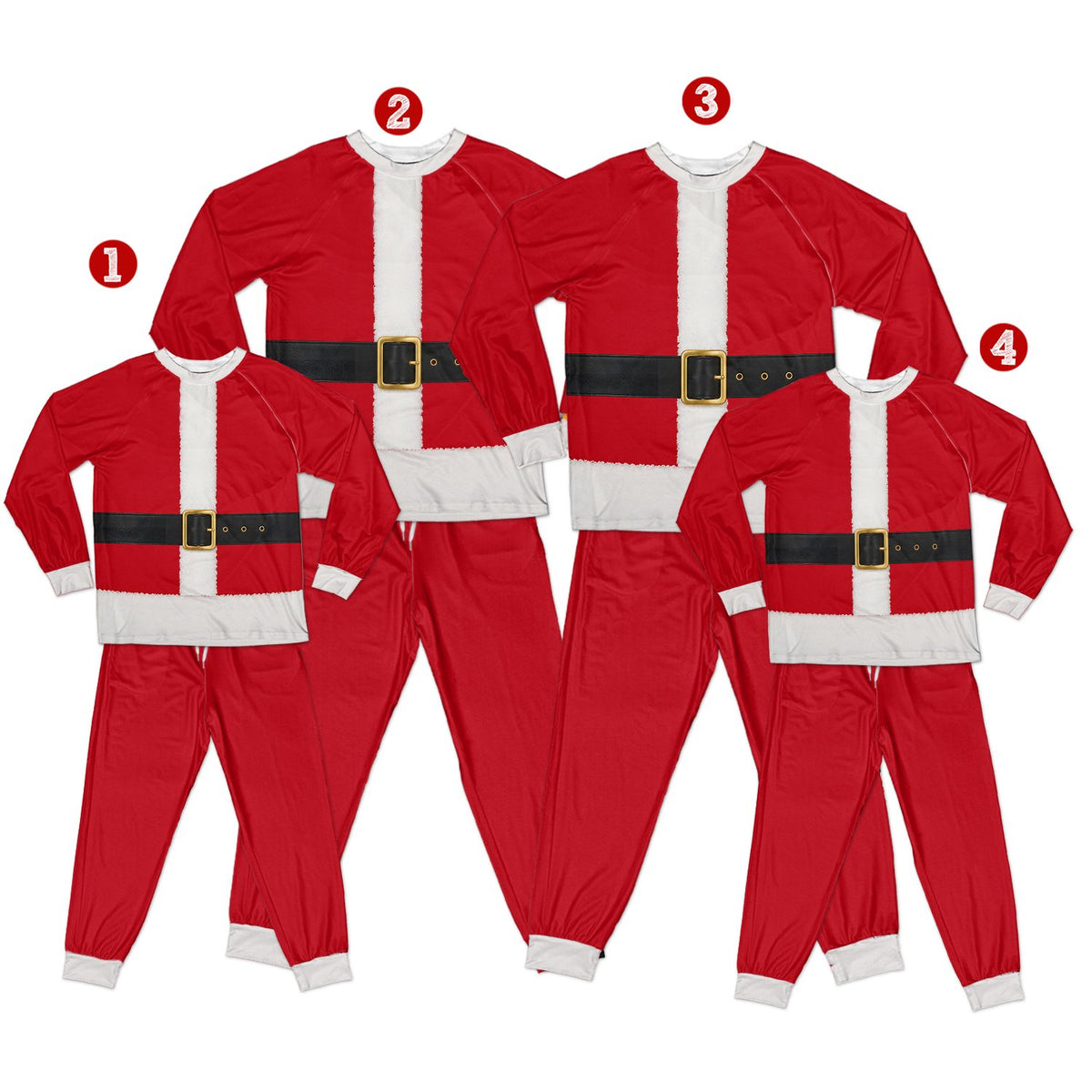 Parents and children smiling in matching xmas pajamas family outfits