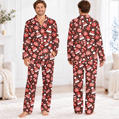 Lifestyle view of the red matching family holiday pajamas