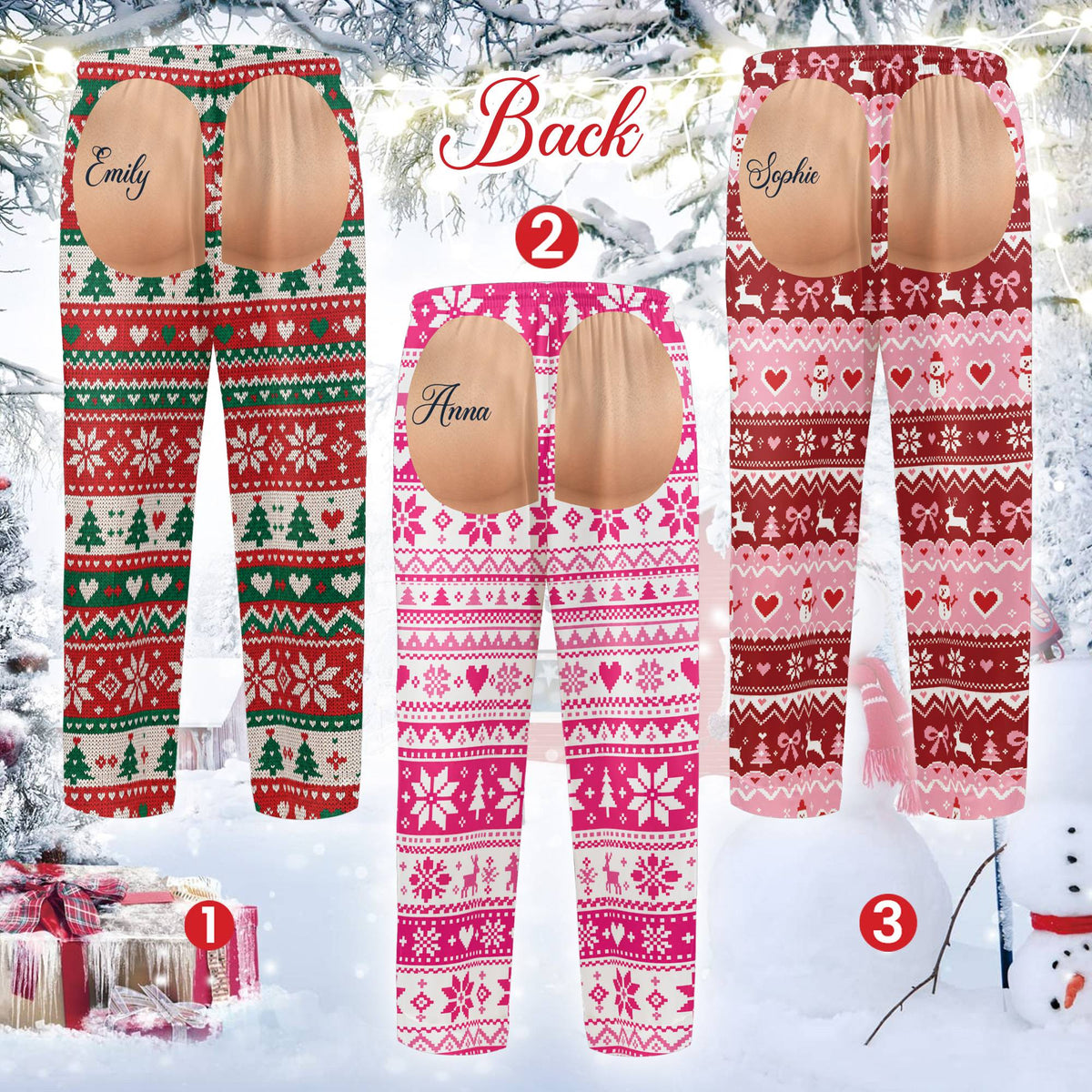 Alternate back view of the holiday pajama set