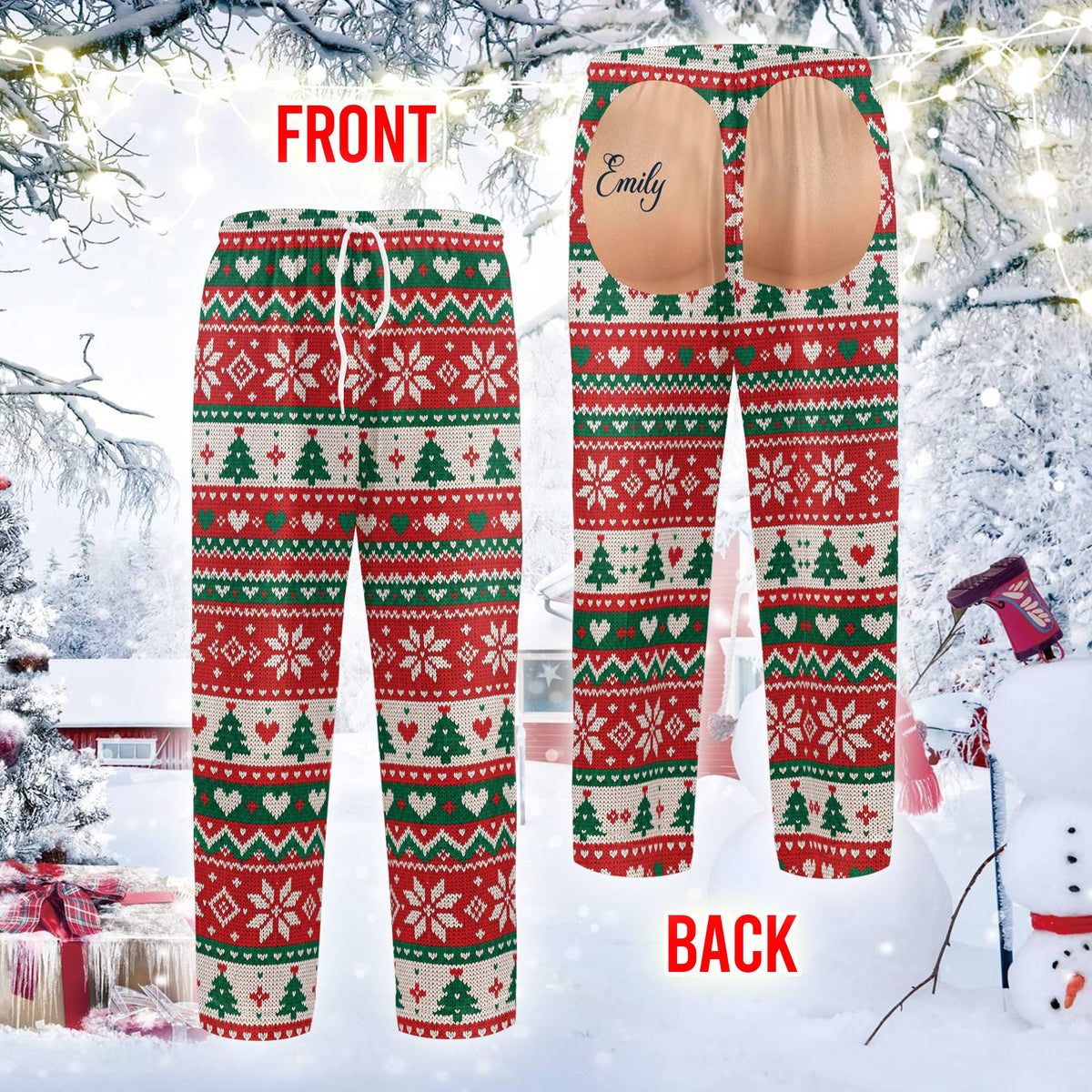 Back view of the pajama set featuring a faux exposed back flap design