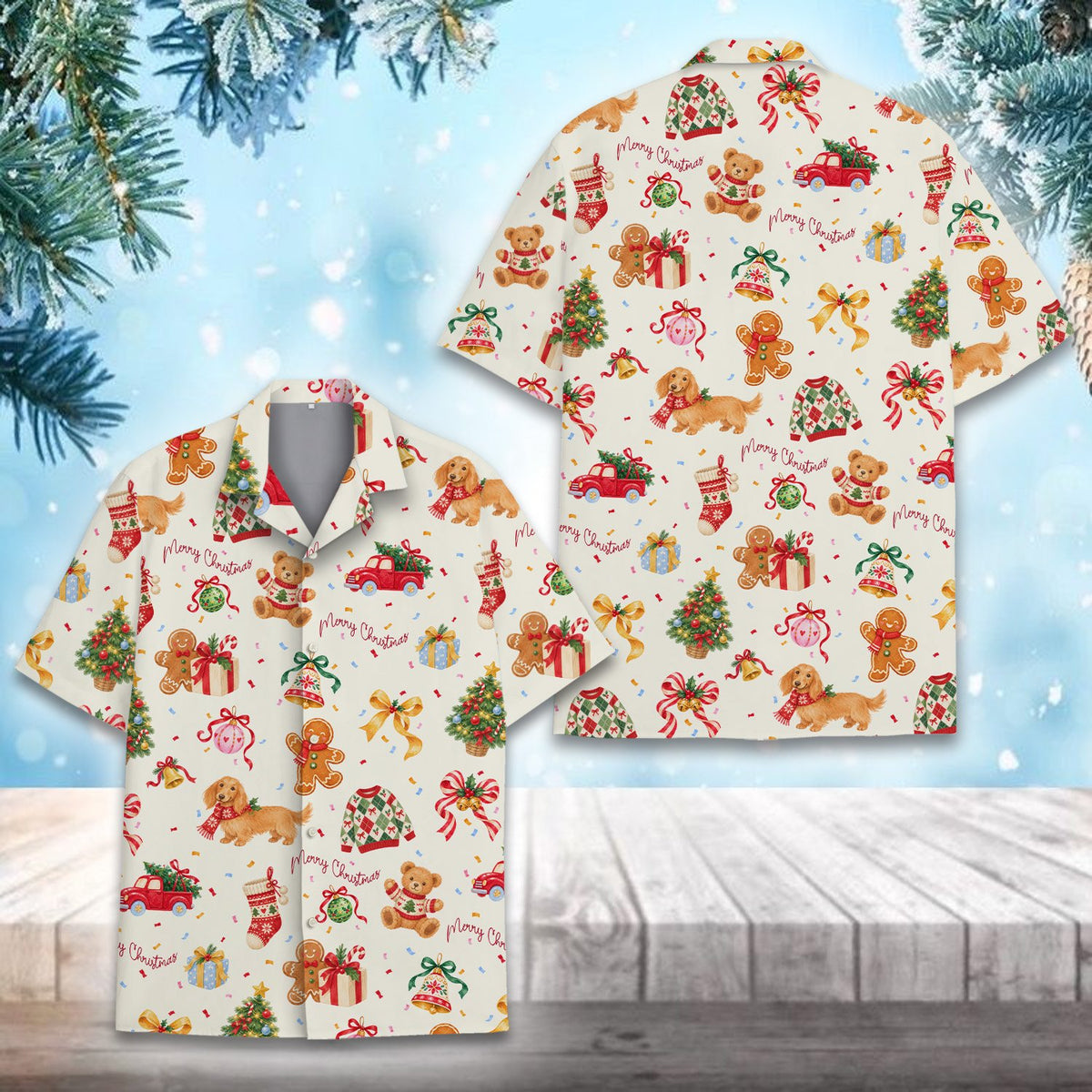 Another front view of the white matching family pajamas
