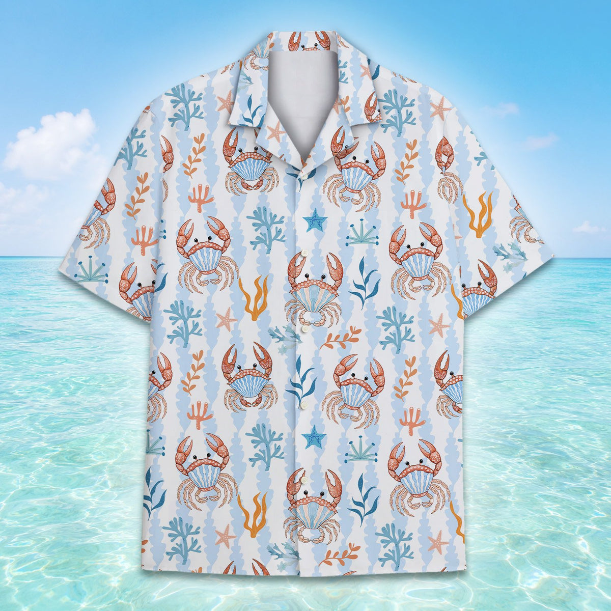 Front view highlighting the starfish and coral pajama design