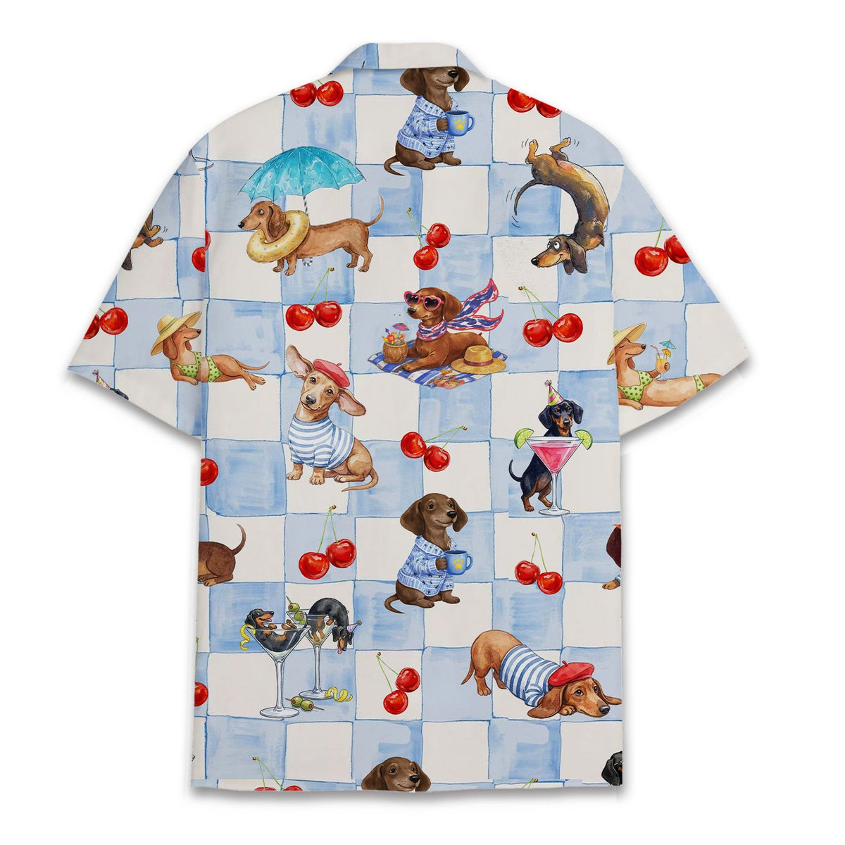 Back view of the matching family dachshund dogs pajama set top