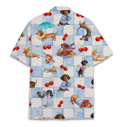 Back view of the matching family dachshund dogs pajama set top