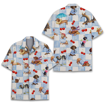 Front view of the matching family pajama bottom with red cherries