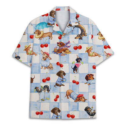 Main view of the matching family dachshund dogs pajama set