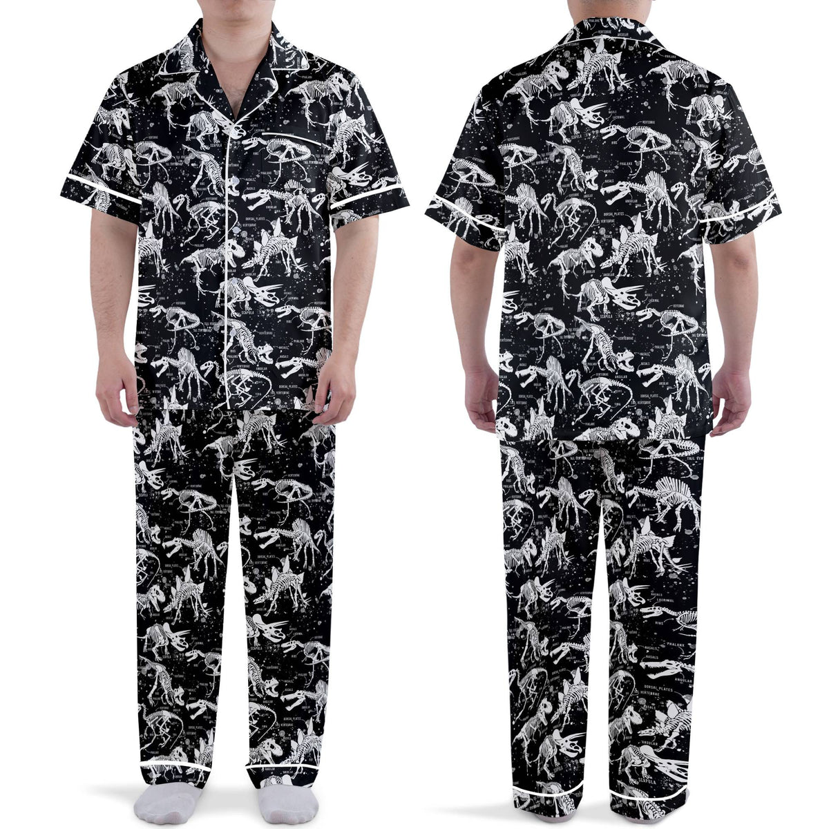 Dinosaur skeletons pajama set front view