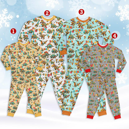 Second front view of the multicolor matching family pajamas
