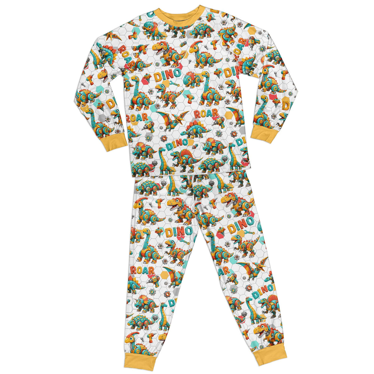 Dinosaurs pajama set in matching family styles with robot design, main view