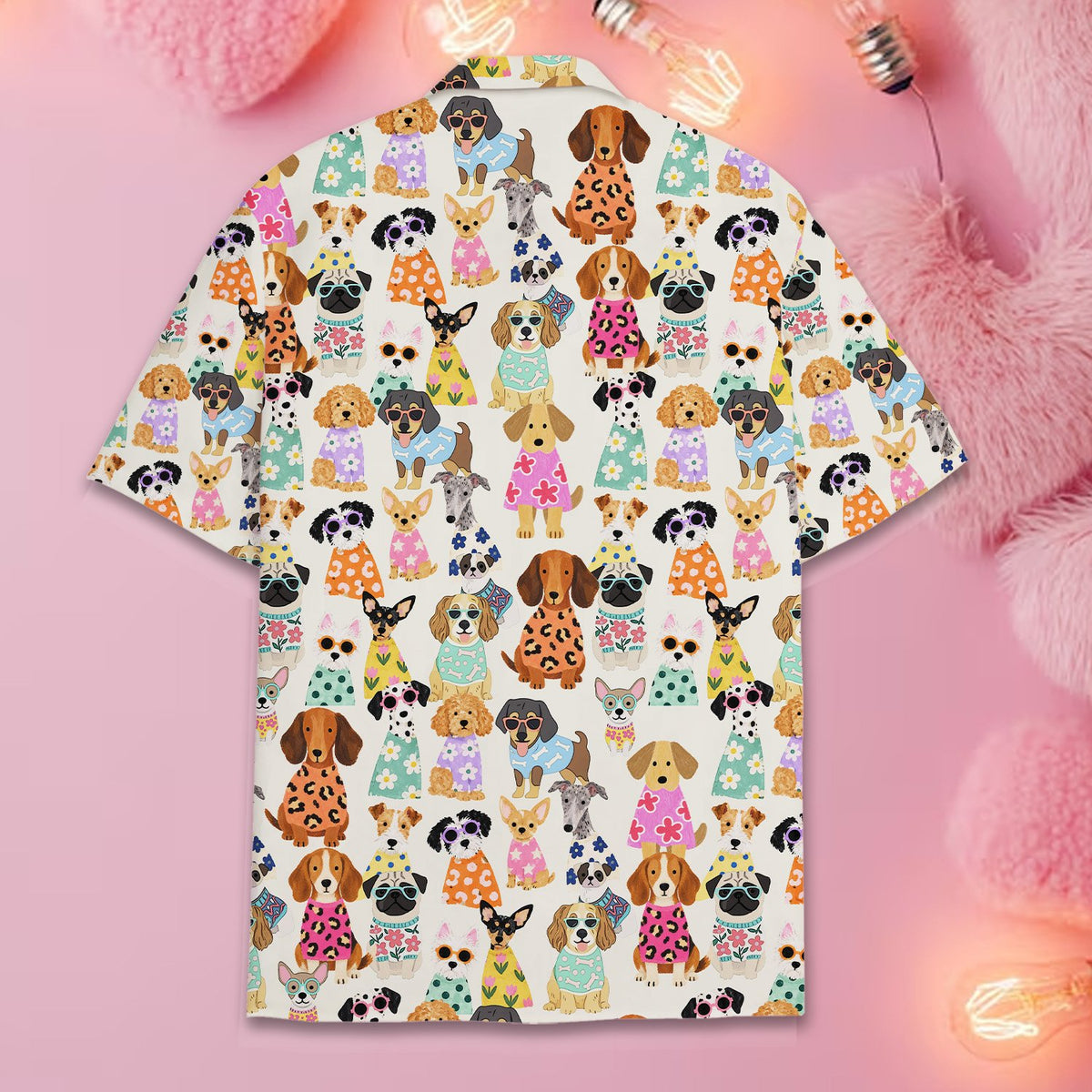 Back view of the matching family pajama set with cartoon dog design