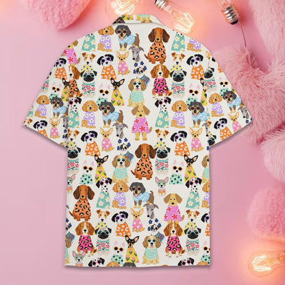 Back view of the matching family pajama set with cartoon dog design