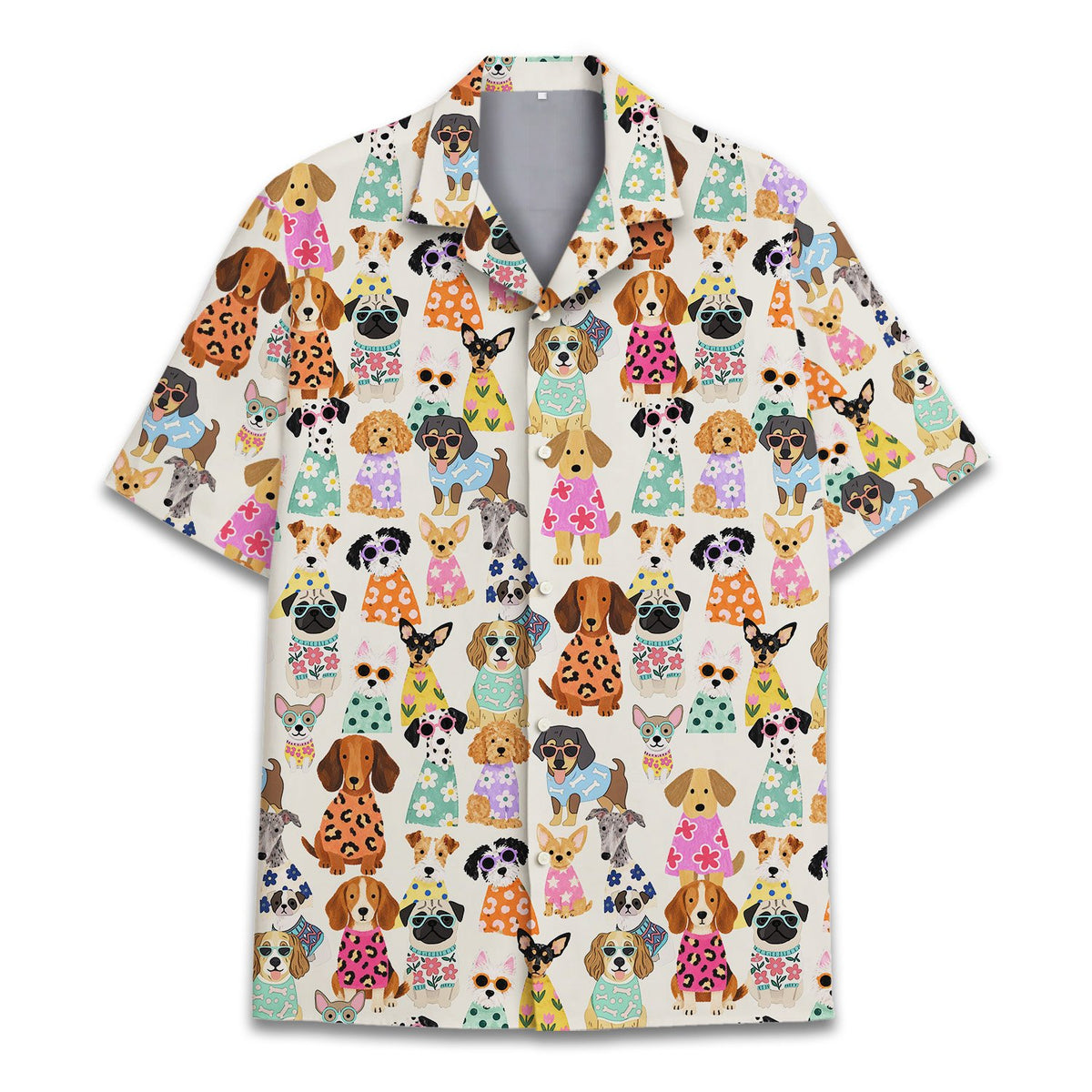 Close up front view of the polyester dogs pajama set