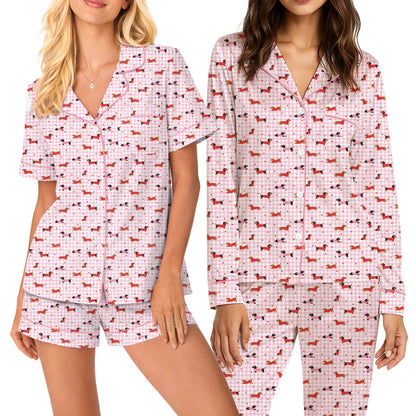 Person wearing the dogs pajama set relaxing at home, lifestyle view