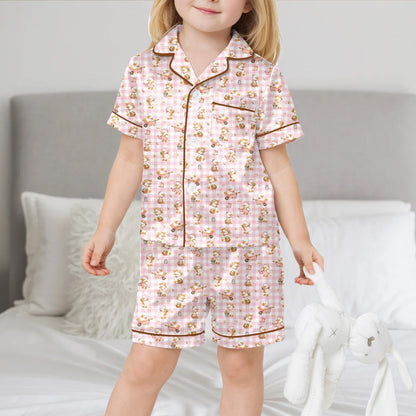 Detailed front view of the matching family plaid pajamas