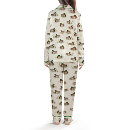 Back view of the ducks pajama set with all-over mallard print