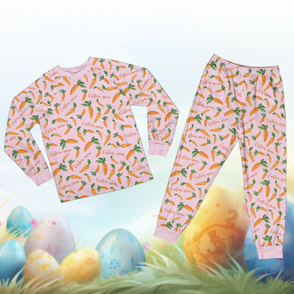 Pink variation front view of the personalized easter pajama set