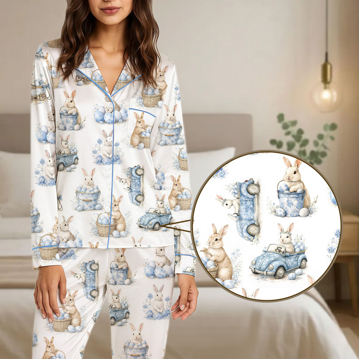Adults and children wearing the white matching holiday pajamas family