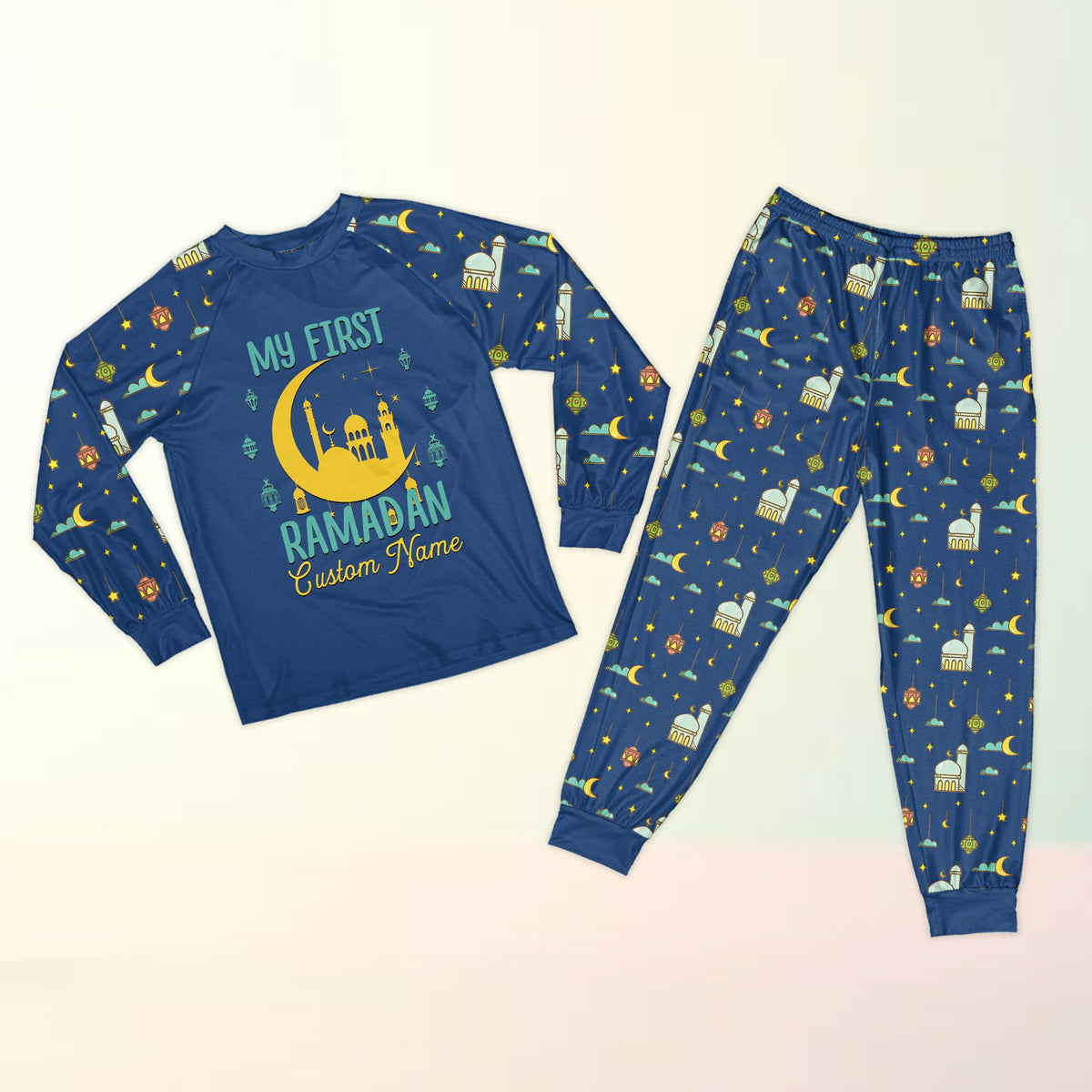 Matching family pajamas faith set with custom name and number, main view