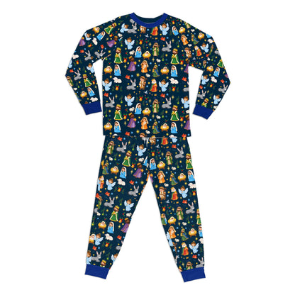 Detailed lifestyle shot of the pink holiday pajamas family matching set