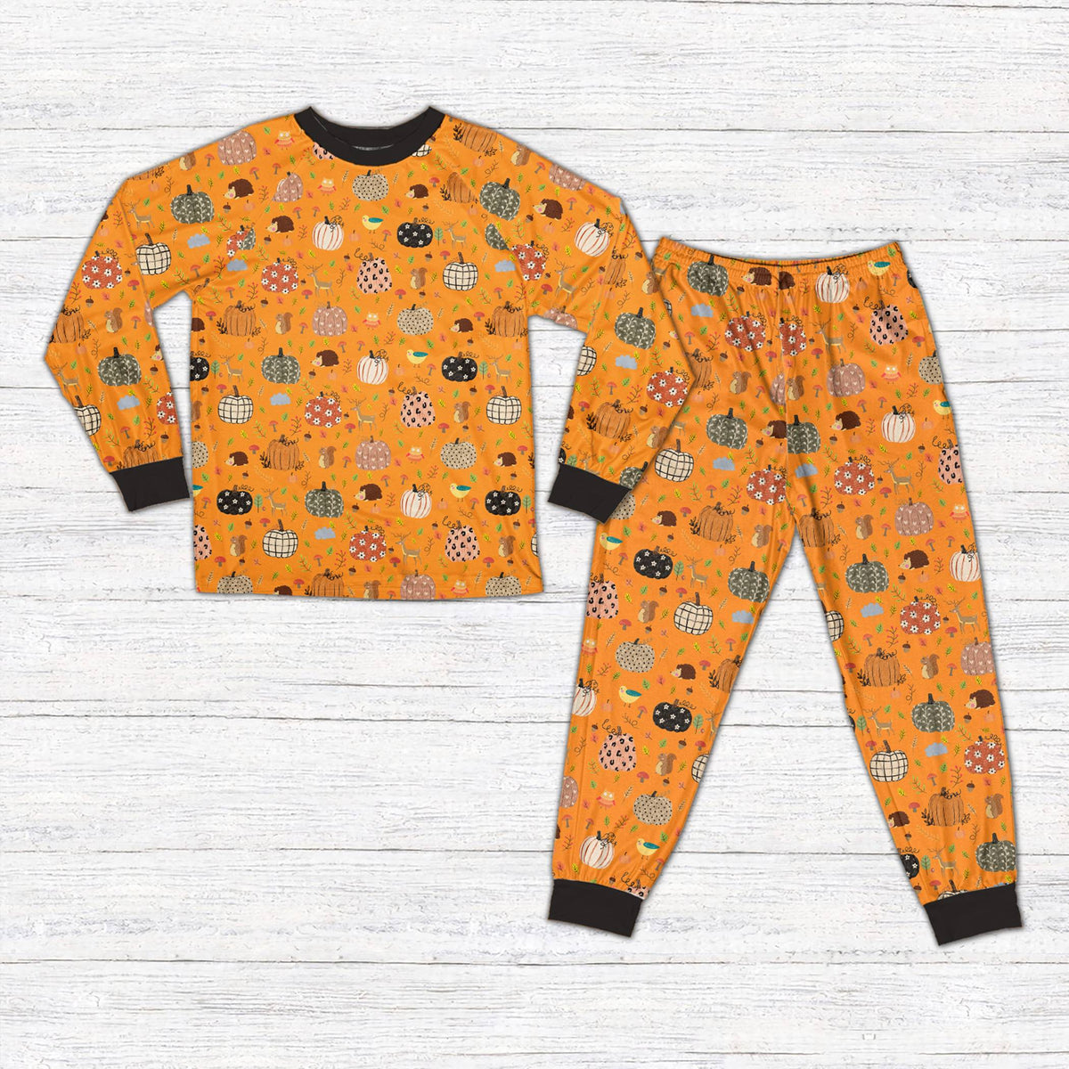 Front view of the holiday family matching pajamas.
