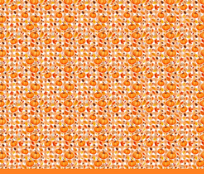 Fourth alternate view displaying the colorful autumn leaves and acorn pattern