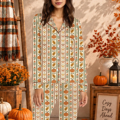Folded view of the autumn pattern pajama set