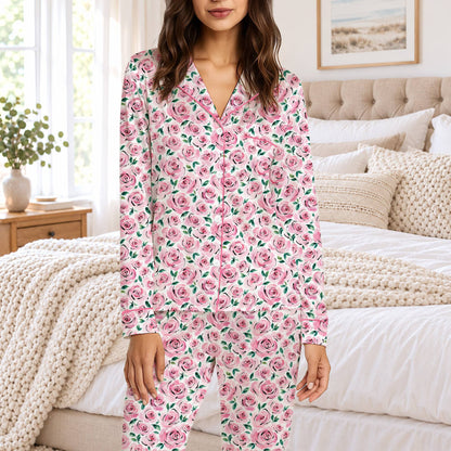 Another lifestyle view of family members in matching family pajamas
