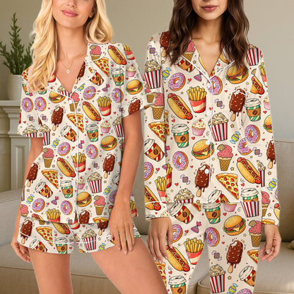 Front angle of the comfortable matching family food pajama set