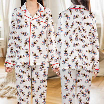 Front layout view of the fourth of july pajama set.