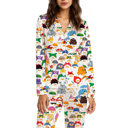 Front view of the funny ducks pajama set