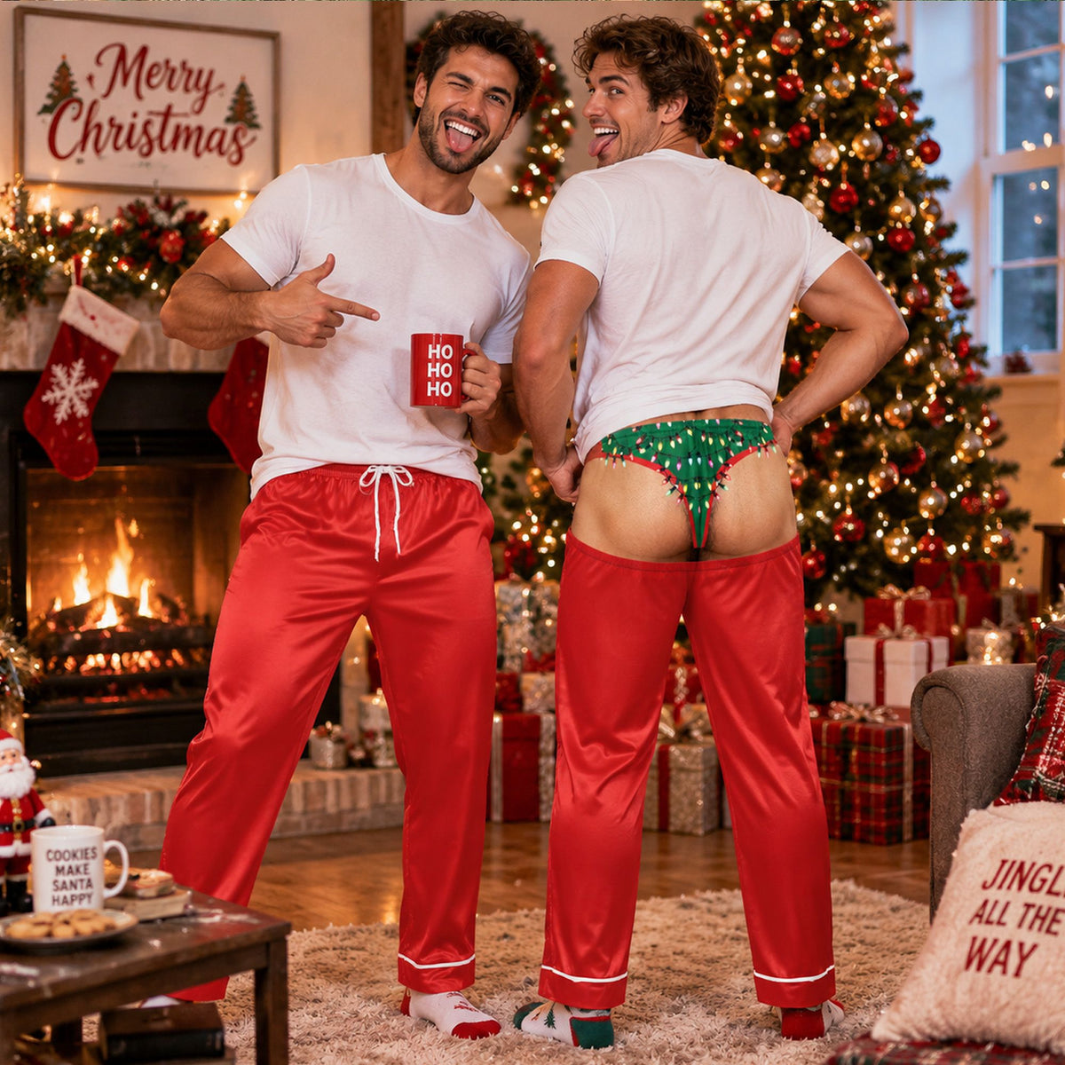 Lifestyle image of someone wearing the funny pajama set