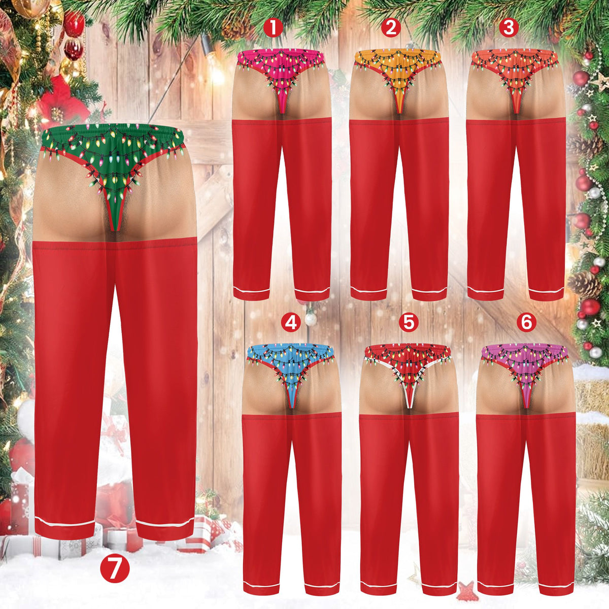 Folded view of the red gag gift pajama set