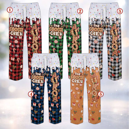 Close up of the personalized gingerbread cookies pajama set top