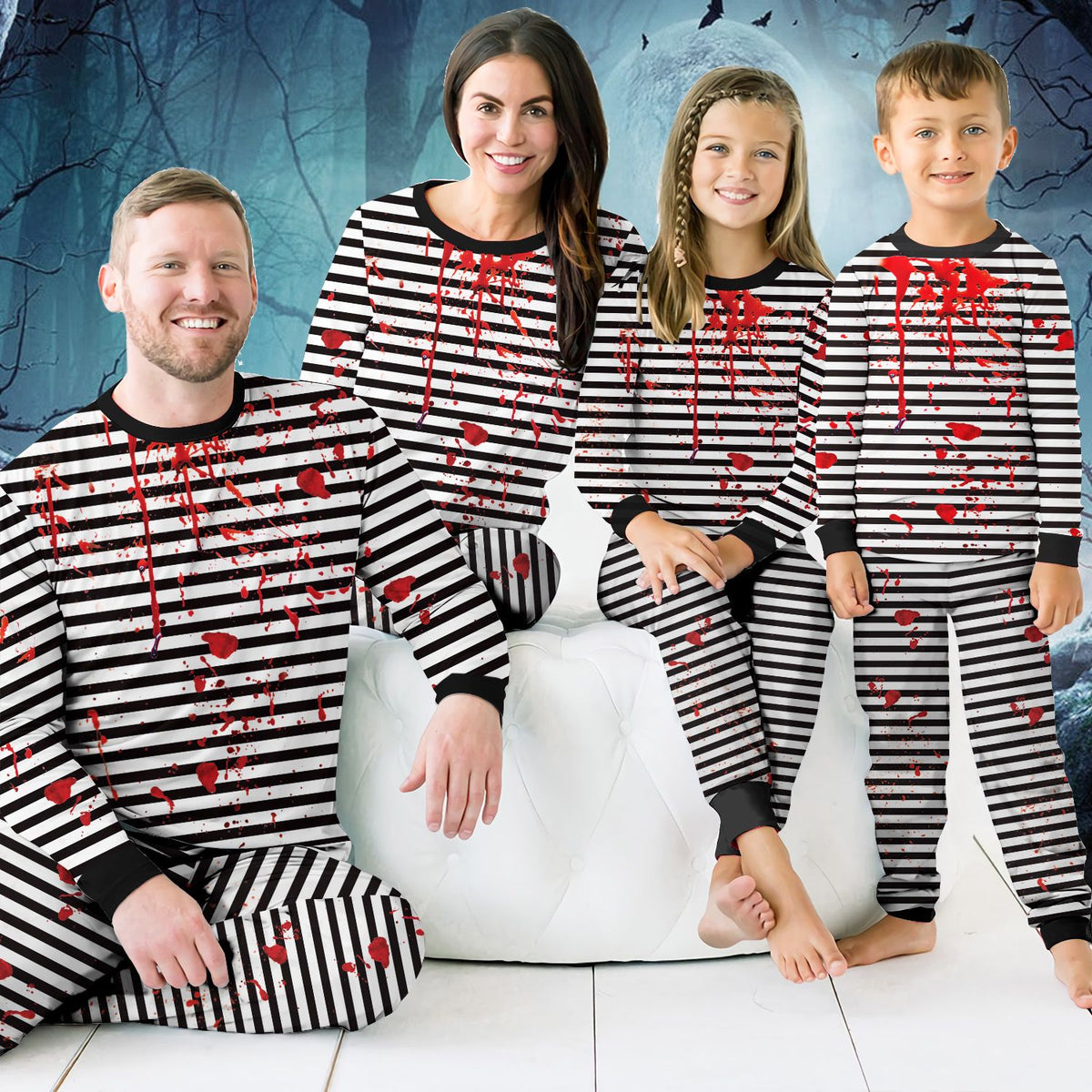 Lifestyle image of the Halloween horror pajama set
