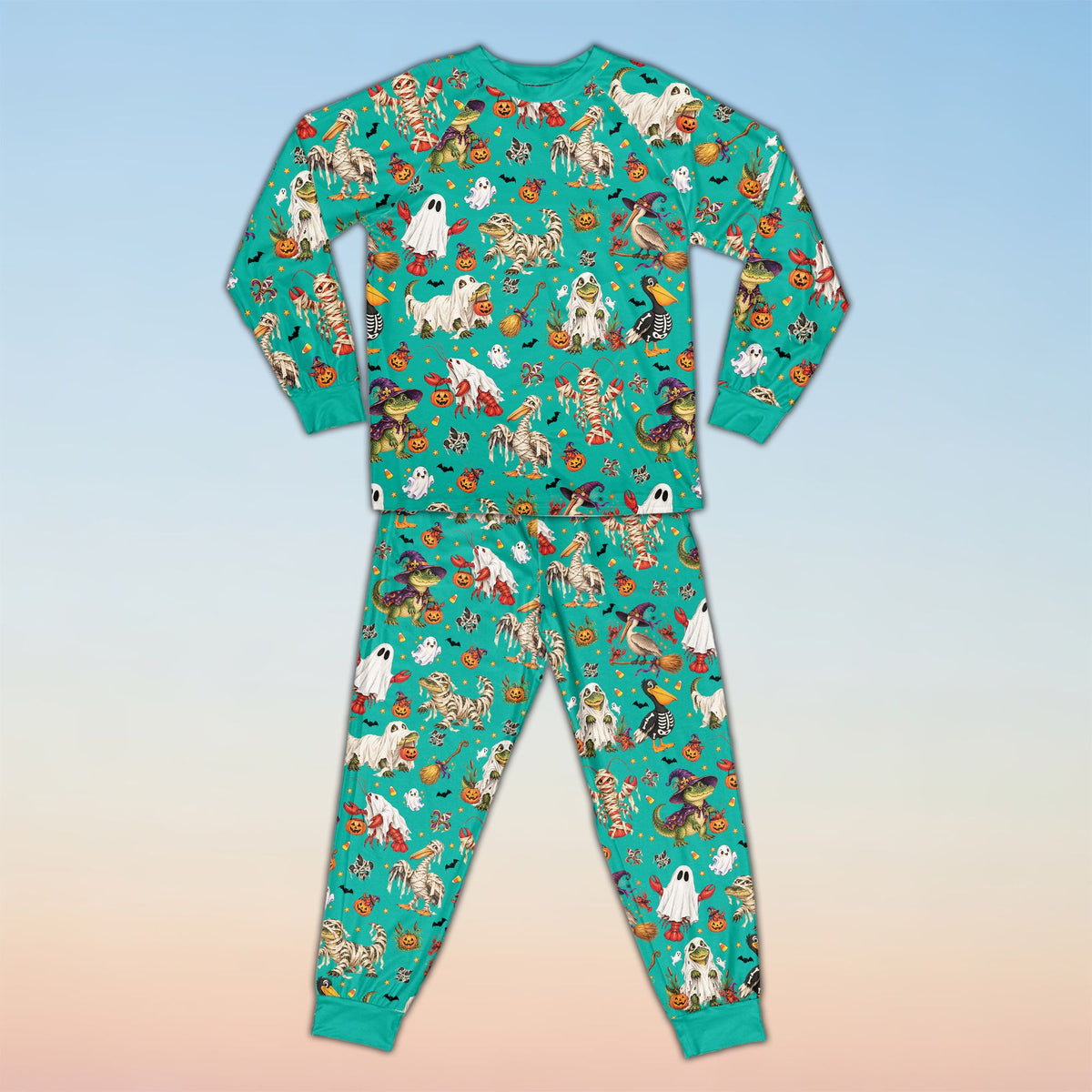 Another front view of the Halloween matching pajamas for the family