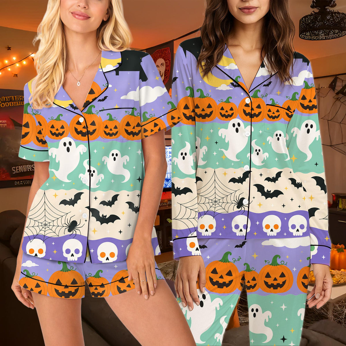 Final lifestyle view of the matching family pajamas in a home setting