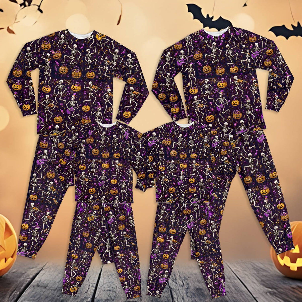 Second lifestyle view showcasing the festive Halloween pajama set