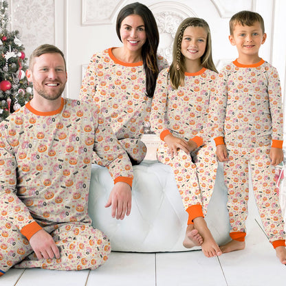 Second lifestyle view showcasing the festive matching family holiday pajamas