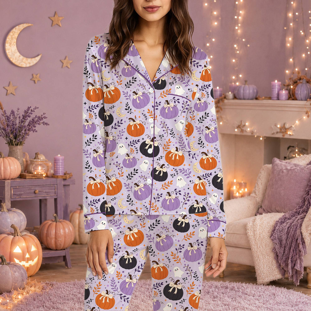Final front view of the matching family halloween pajama set