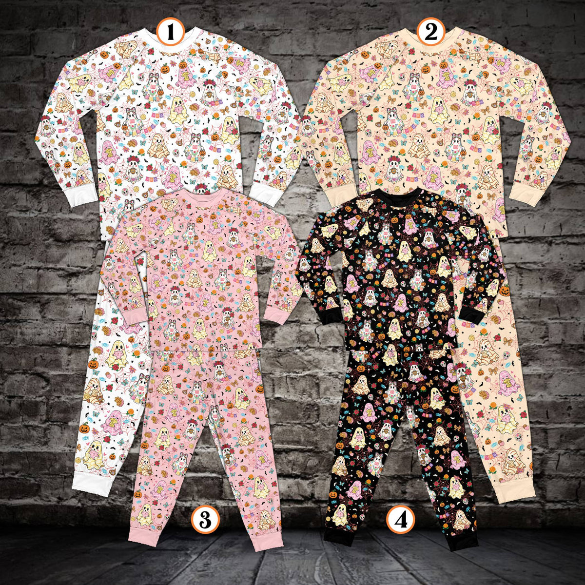 Multicolor view of Halloween matching pajamas for the whole family christmas alternative