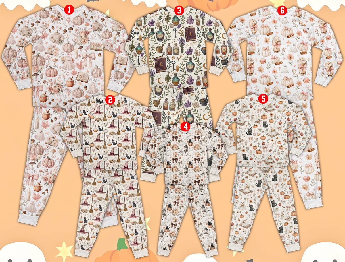 Another view of the Halloween matching family pajamas