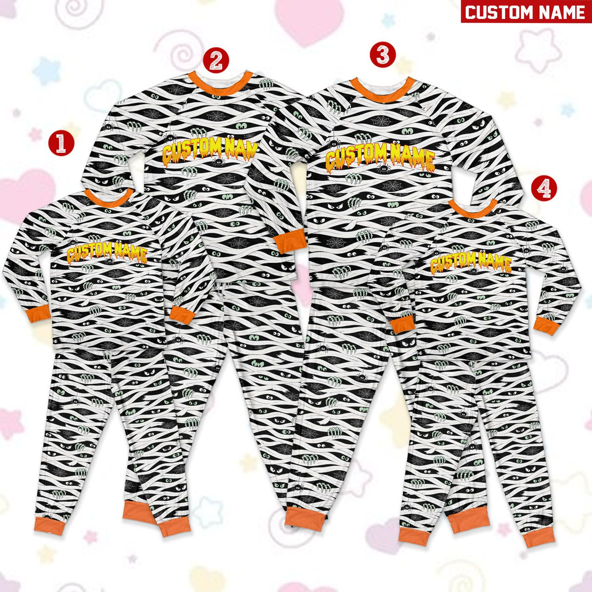 Another front view of the halloween mummy pajama set