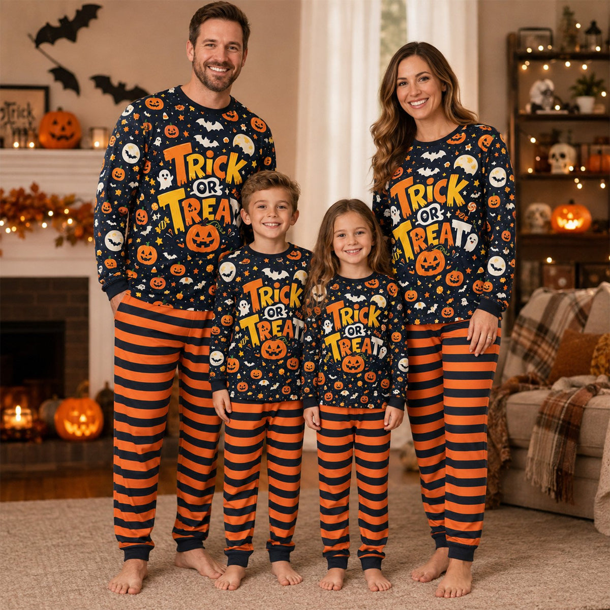 Halloween family pajama set lifestyle gathering